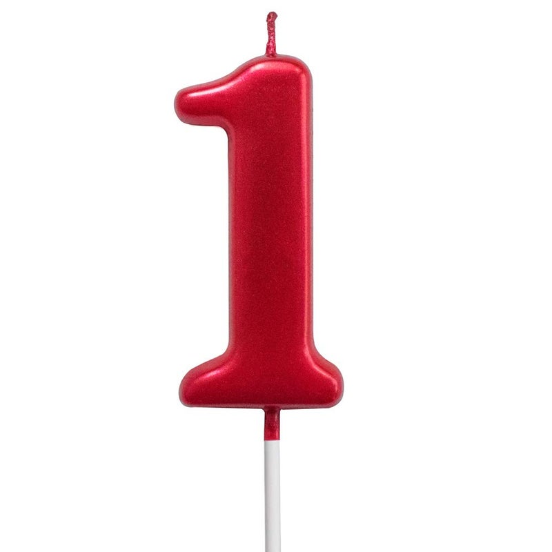 XNOVA Red Birthday, 1 Candle 1st One Year Cake Bady Roman Numberal Cool Number Candle No 10 11 12 13 14 15 16 17 18 19 - Image 1